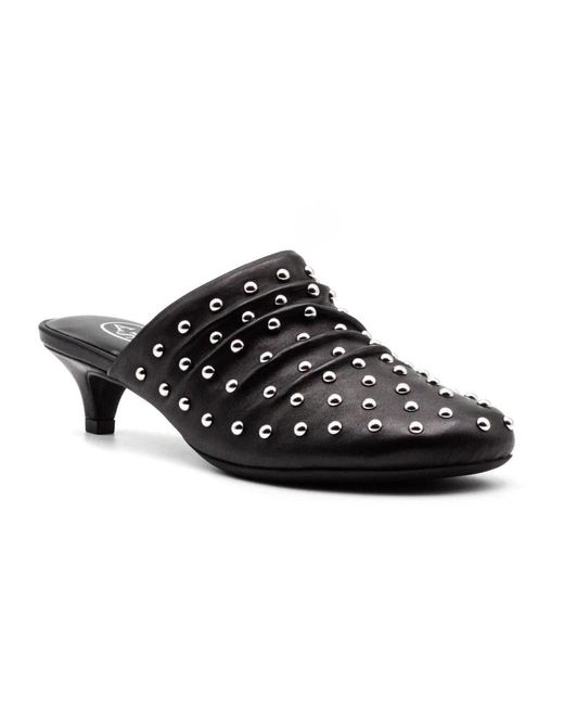 Ash Black Heeled Mules
