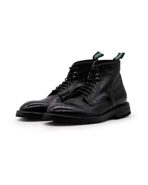 Green George Black Lace-Up Boots for men
