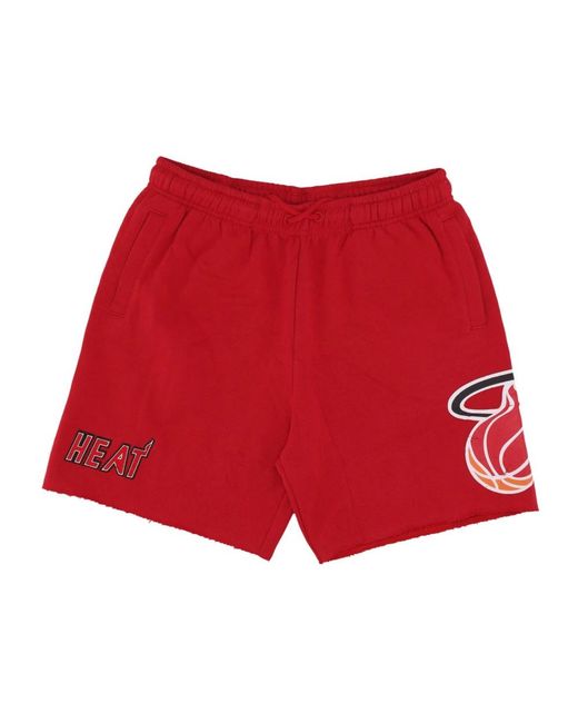 Mitchell & Ness Fitness ,Rood ,Katoen Miami Heat Vintage Logo Fleece Shorts in het Red voor heren