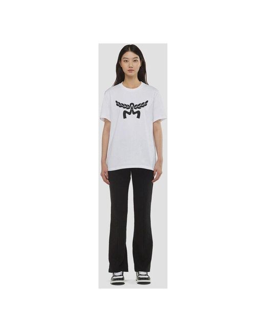 MCM Gray T-Shirt Mit Laurel-Logo Aus Bio-Baumwolle
