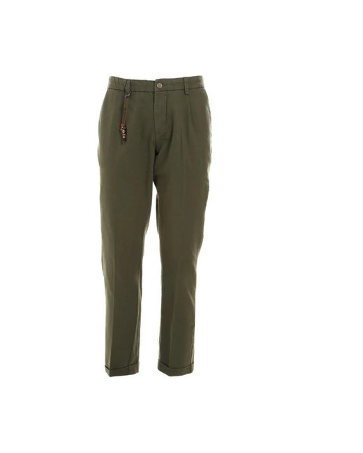 Pantaloni chino in cotone con coulisse decorativa di Yes Zee in Green da Uomo