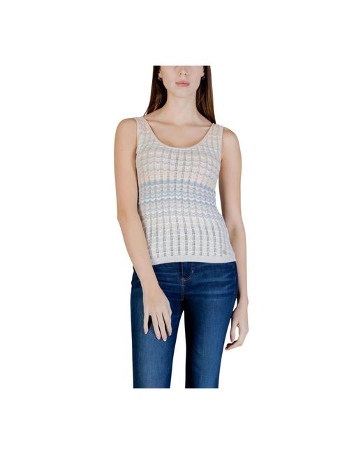 Guess Blue Sleeveless Tops