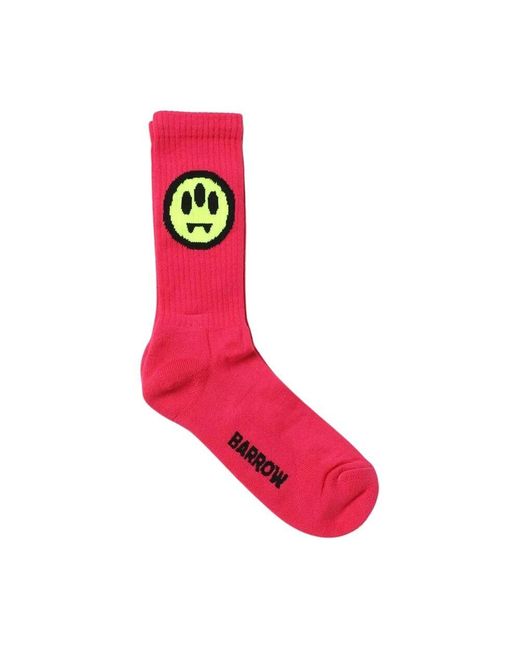 Barrow Rote Smiley Crew Socken in Pink für Herren