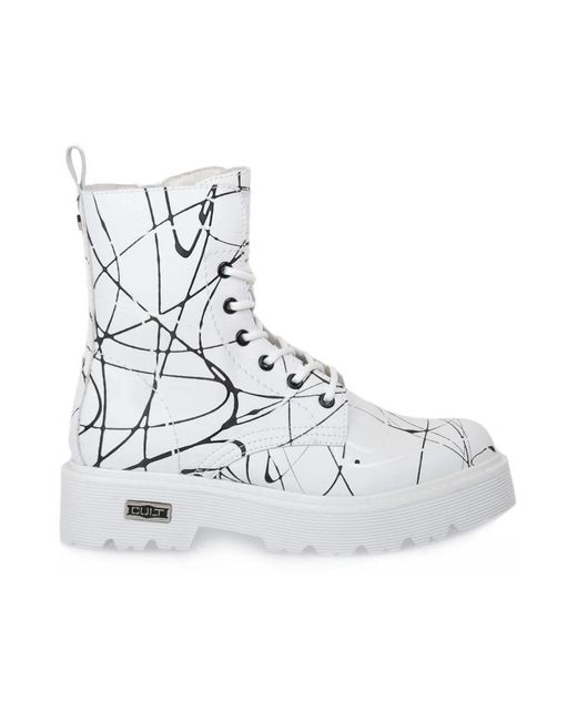 Cult White Lace-Up Boots