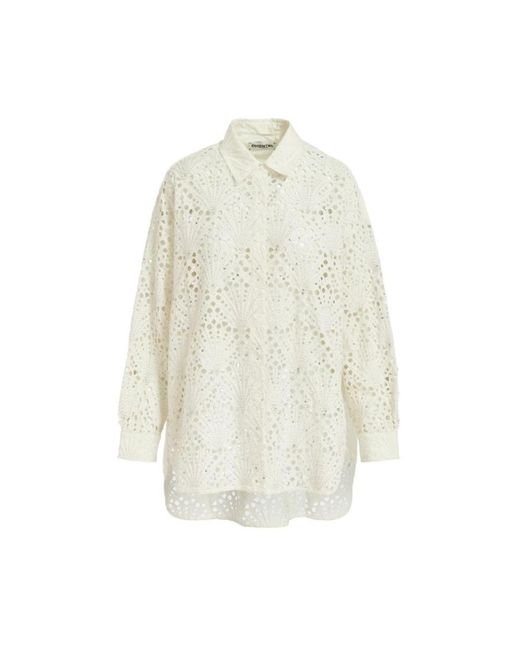 Camisa oversize bordada con lentejuelas Essentiel Antwerp de color White