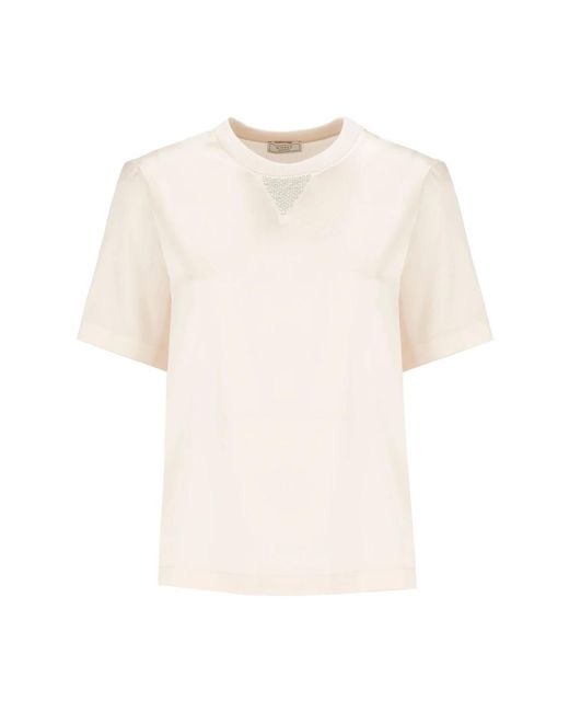Camiseta de seda y algodón con lurex Peserico de color Natural