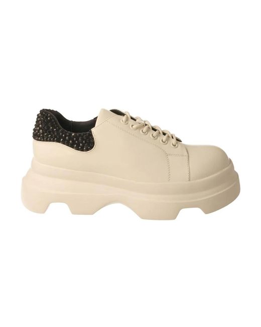 Zapato De Mujer De Piel Blanca Con Detalle De Stass Negro, Mujer, Talla Jeannot de color Natural