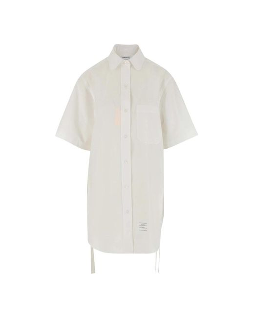 Thom Browne Logo Patch Button-Up Overhemdjurk in het White
