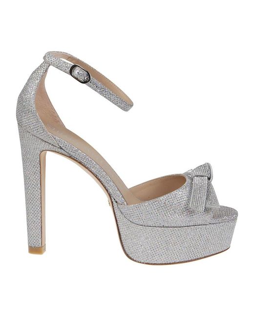 Stuart Weitzman White Discoplatform Mega BOW Sandals