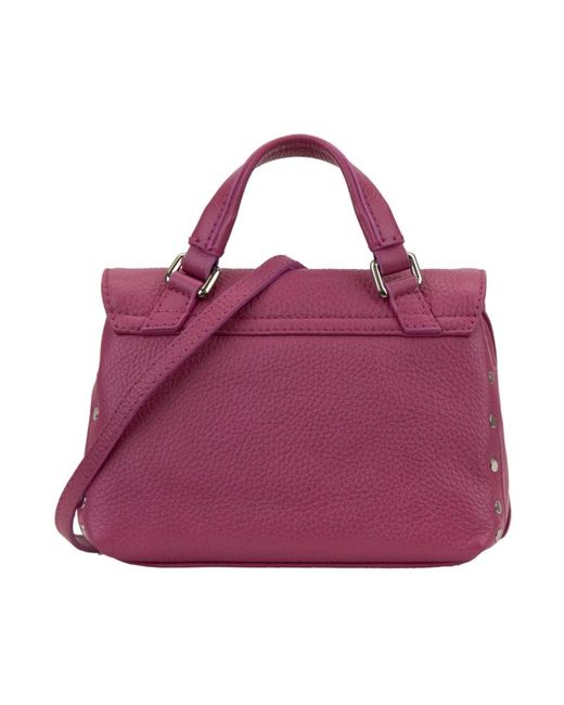 Zanellato Purple Leder Damen Schultertasche Girello