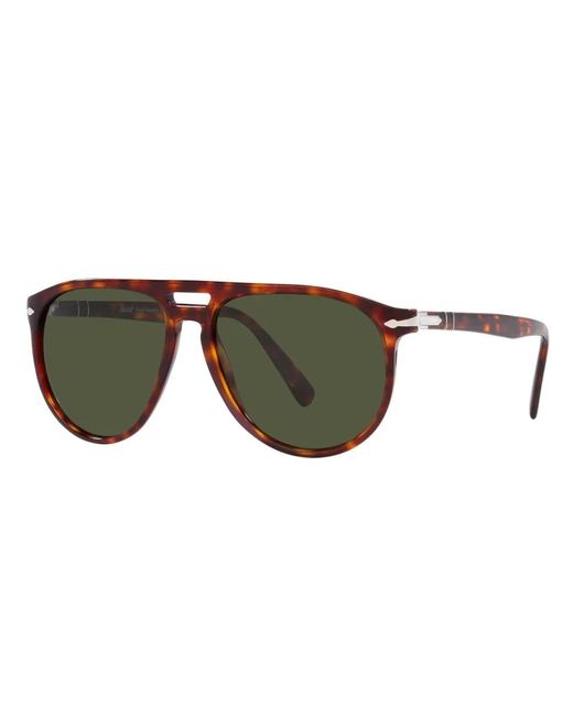 Persol Brown Stilvolle sonnenbrille mit grüner linse