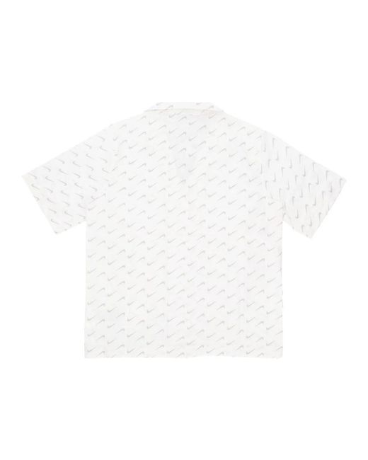 Nike Fitness ,Wit ,Katoen Modern V-Hals Geweven Shirt in het White