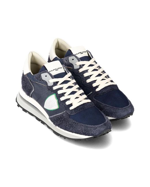 Philippe Model Schoenen ,Blauw ,Katoen Sneakers Tropez Haute Running in het Blue voor heren