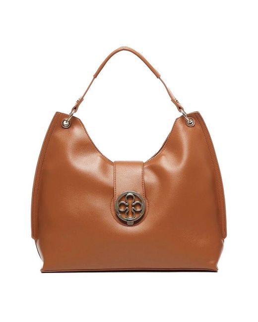 V73 Brown Braune Blumenverschluss Schultertasche