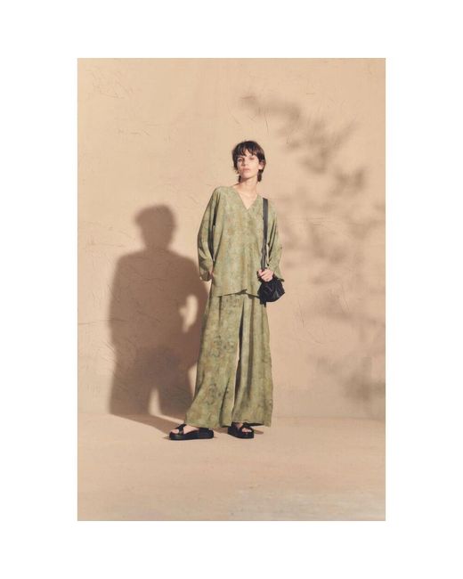 Cortana Green Seiden amantis print weite hose