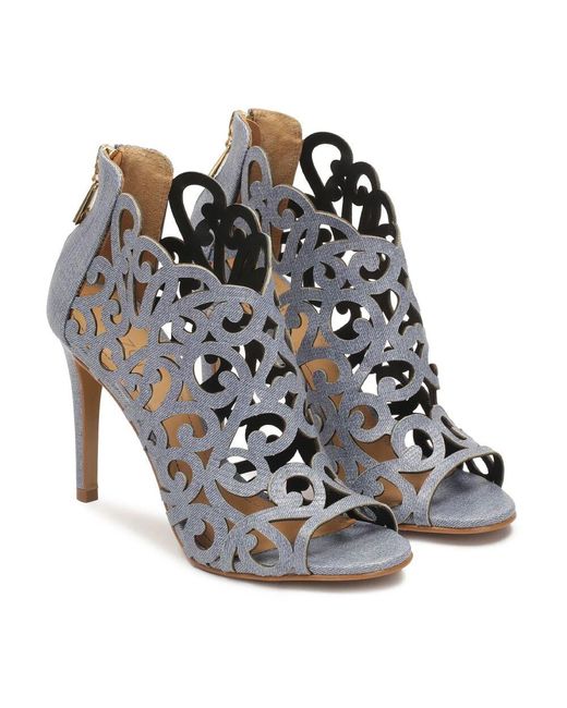 Kazar Blue Blaue Peep-Toe-Stiefel Mit Auffälligem Cut-Out-Obermaterial