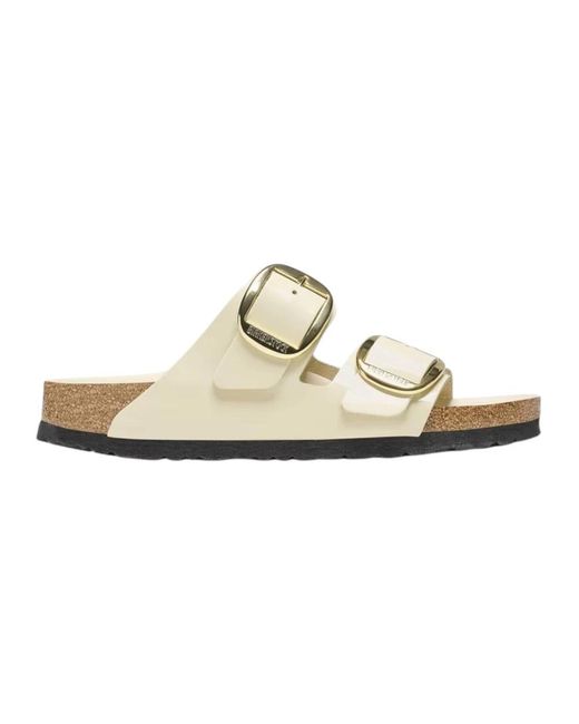 Sandalias Clásicas De Cuero Con Hebilla Grande, Mujer, Talla Birkenstock de color White