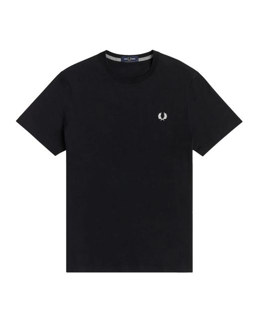 Fred Perry Tops ,Zwart ,Katoen Klassiek Laurel Geborduurd T-Shirt Met Ronde Hals in het Black voor heren