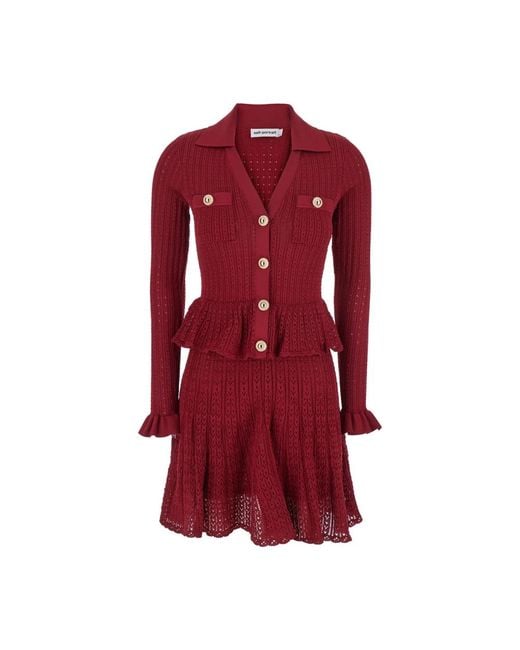 Self-Portrait Red Knitted Dresses