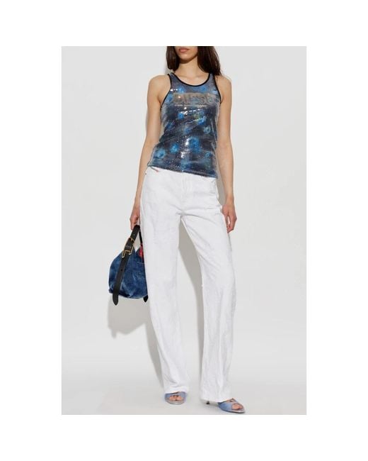 DIESEL White Straight Jeans