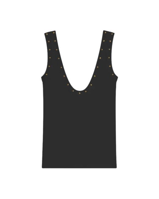 A PAPER KID Black Sleeveless Tops