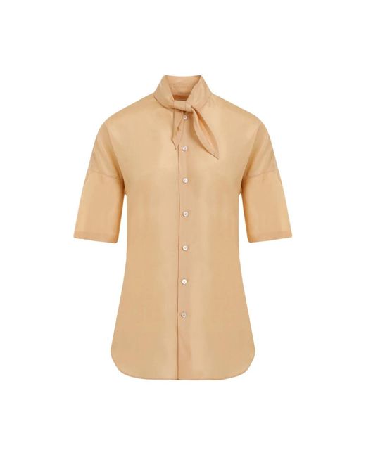 Lemaire Natural Kurzarm anliegendes shirt mit schal