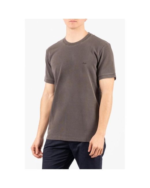 Fay Piqué Crew Neck T-Shirt in het Gray voor heren