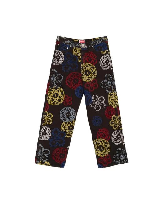 KENZO Black Wide Trousers for men