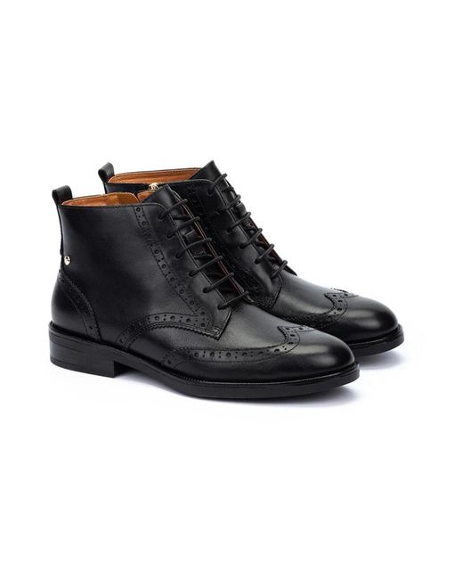 Pikolinos Black Schwarze Leder-Stiefeletten Für Frauen