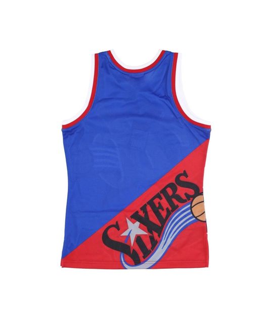 Mitchell & Ness Fitness ,Veelkleurig ,Polyester Nba Big Face Tank Top Blauw in het Blue voor heren