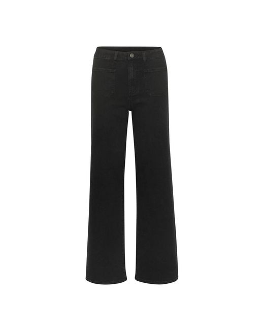 Kaffe Jeans ,Zwart ,Flared Jeans Zwart Diep Klassieke Stijl in het Black