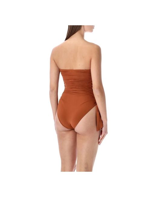 Zimmermann Badmode ,Oranje ,Daylight Braided Gathered One-Piece in het Brown