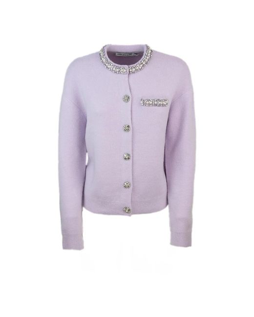 Self-Portrait Truien & Vesten ,Paars ,Wol Paarse Gebreide Trui Alpaca Mix in het Purple