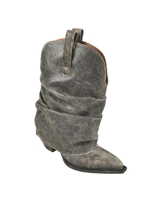 R13 Gray Cowboy & Biker Boots