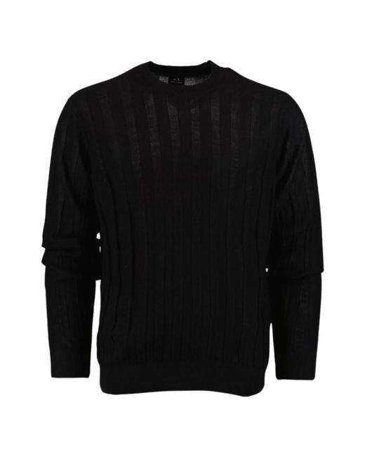 ARMANI EXCHANGE Black Round-Neck Knitwear for men