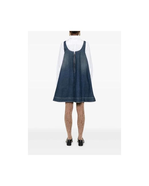 Simone Rocha Blauwe A-Lijn Geborduurde Jurk in het Blue
