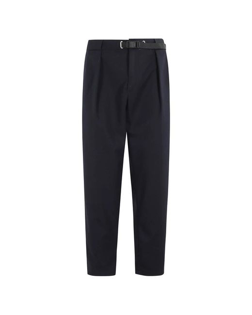 White Sand Blue Straight Trousers for men