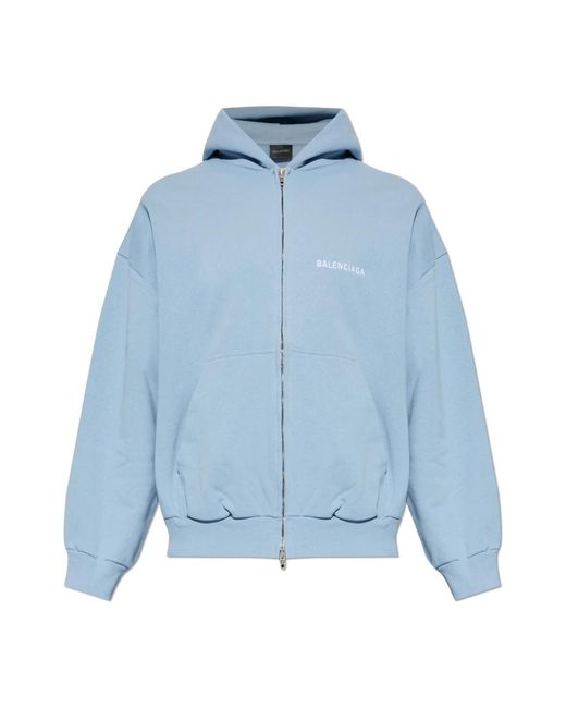 Balenciaga Hoodies & Sweatvesten ,Blauw ,Katoen Back Zip-Up Hoodie Regular Fit in het Blue voor heren