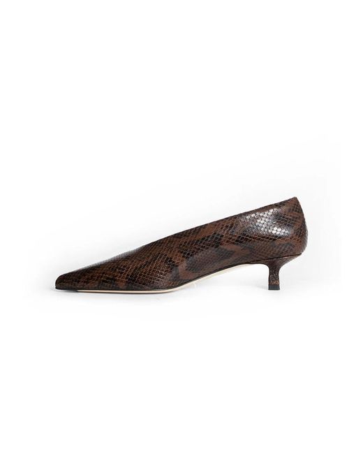 Aeyde Brown Schlangenmuster Leder Kitten Heel Schuhe