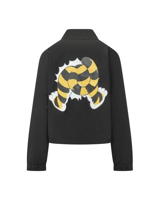 KENZO Jassen ,Zwart ,Katoen Wild Tiger Cropped Coach Jacket in het Black