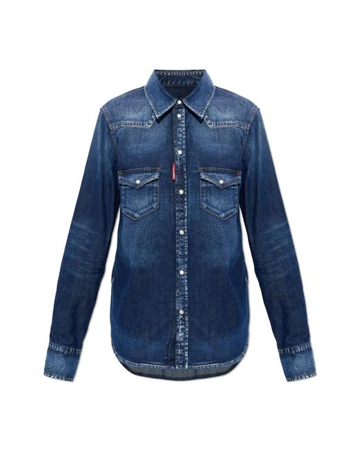 DSquared² Overhemden ,Blauw ,Denim Denim Shirt in het Blue