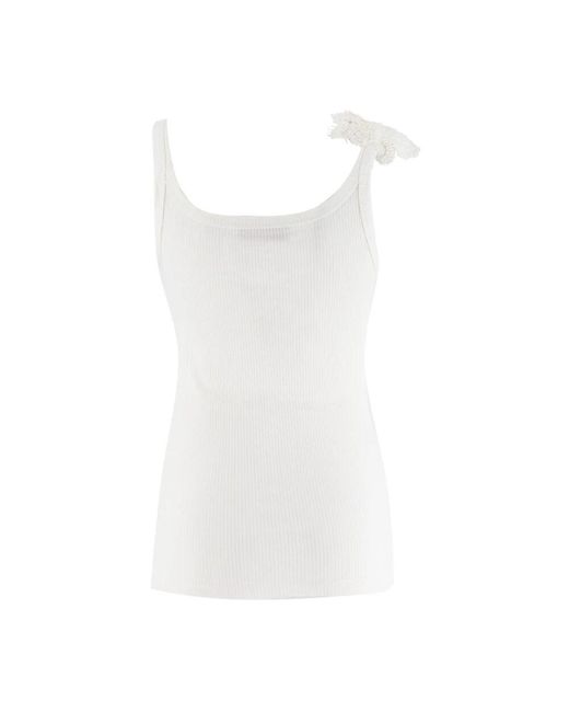 Ermanno Scervino White Blumenspitze Applikation Slim Fit Top