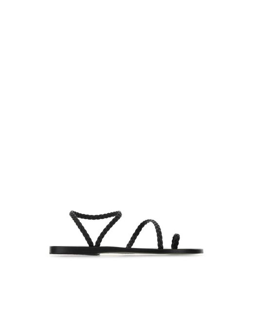 Ancient Greek Sandals Black Flat Sandals