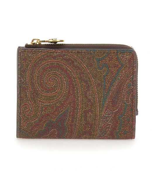 Etro Accessoires ,Veelkleurig ,Nylon Paisley Portemonnee in het Brown