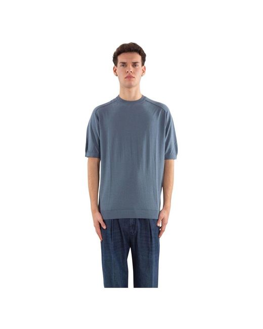 Eleventy Raglan Strick Tee Aus Baumwollkrepp in Blue für Herren