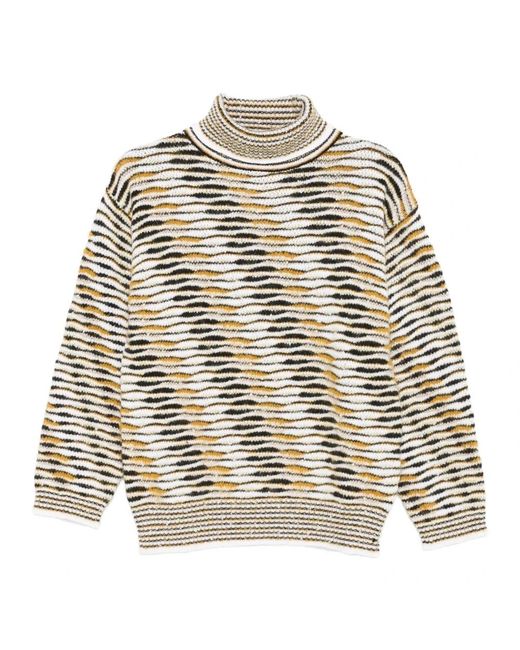 Missoni Truien & Vesten ,Veelkleurig ,Hoge Hals Ribtrui in het Multicolor