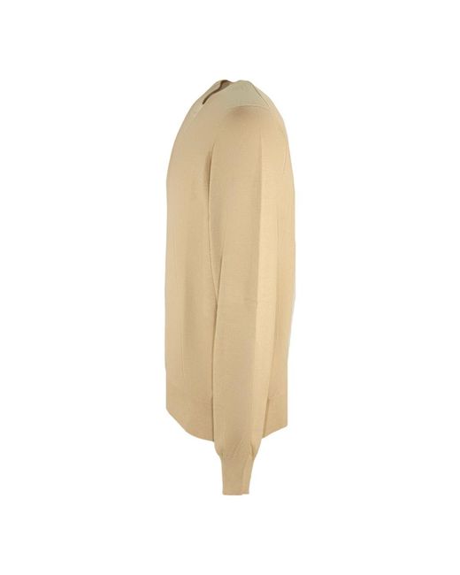 Canali Beiger Baumwollpullover Mit Langen Ärmeln in Natural für Herren