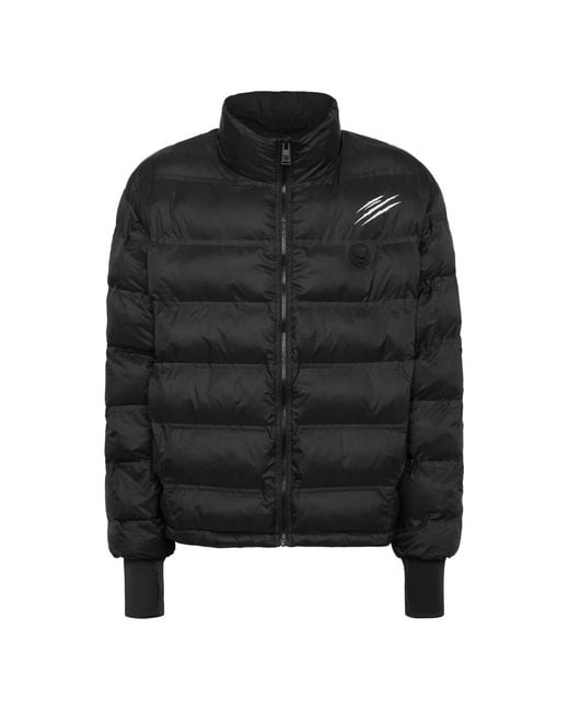 Philipp Plein Fitness ,Zwart ,Polyester Lightweight Zipped Jacket Ls Scratch in het Black voor heren