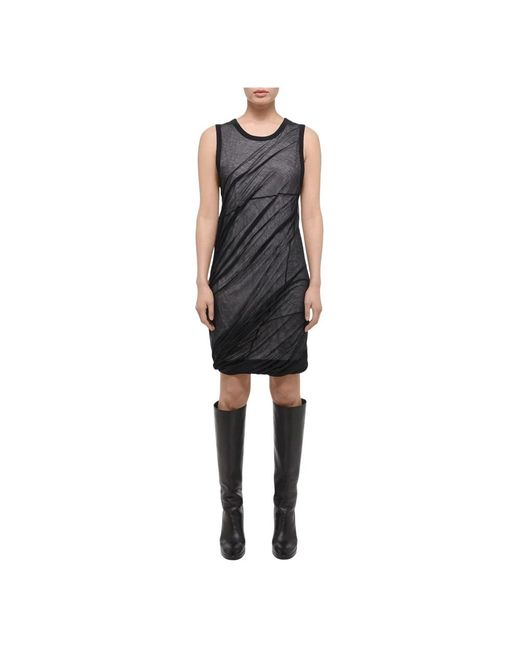 Helmut Lang Kleedjes ,Zwart ,Katoen Zwarte Bubble Jurk Giricollo Jersey Overlay in het Black