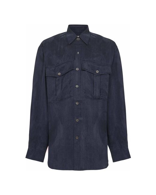 Dries Van Noten Blauw Cargo Zak Overmaatse Fit Shirt in het Blue voor heren